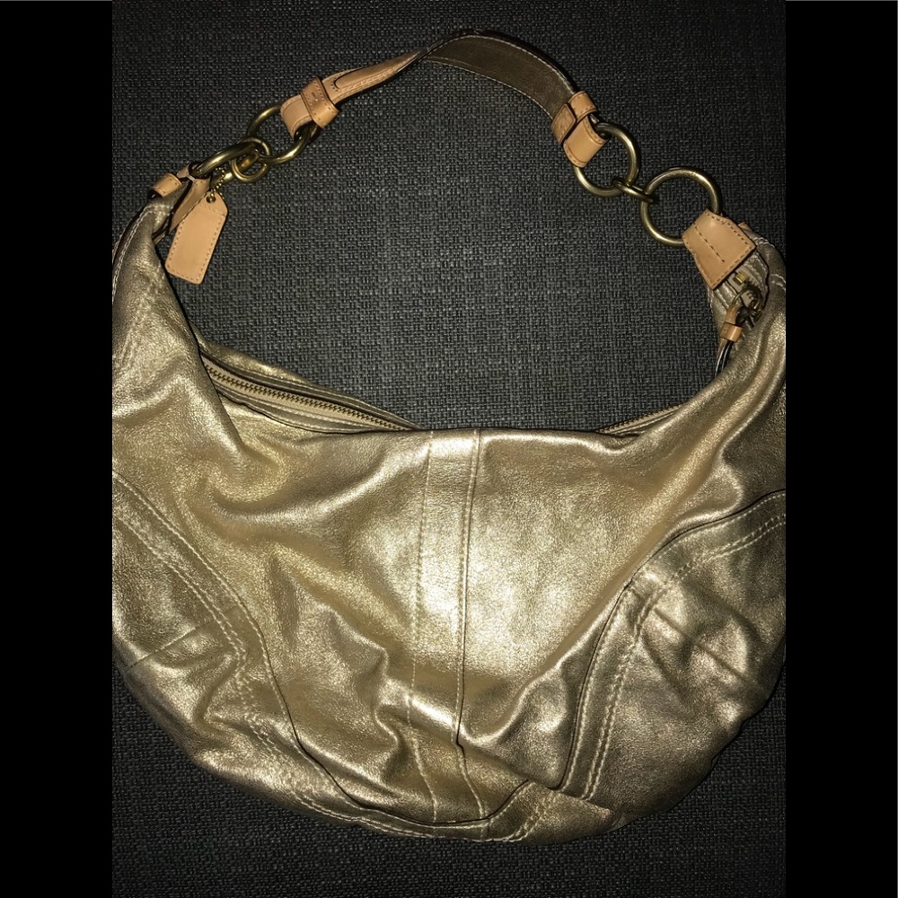 Large gold Coach soho hobo authentic